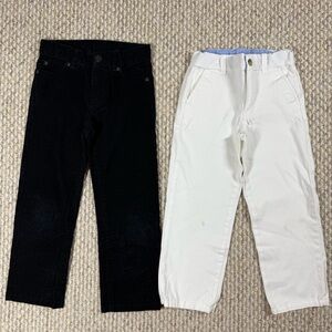 Janie & Jack Boys Dress Pants in Black Corduroy and Cream Chinos